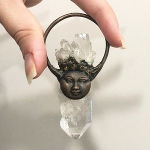 Quartz Crystal Moon Face Talisman